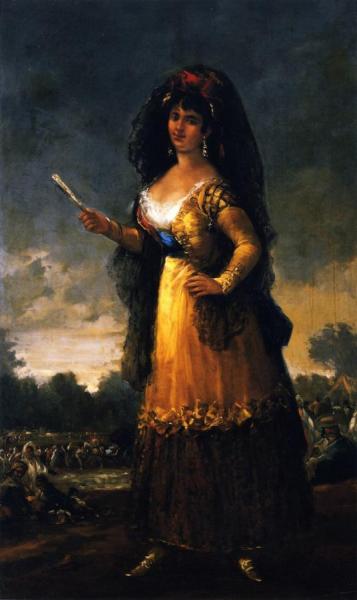 Maja With Closed Fan by Eugenio Lucas Villamil