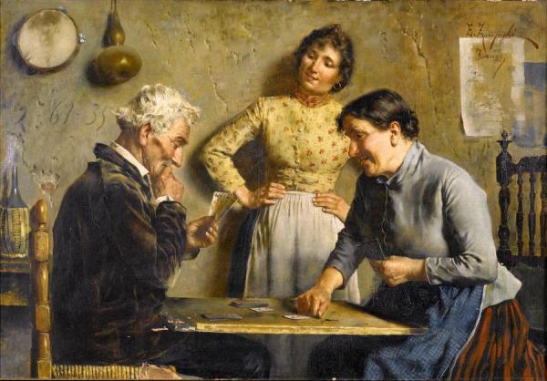A Good Hand by Eugenio Zampighi Oil Painting Reproductions