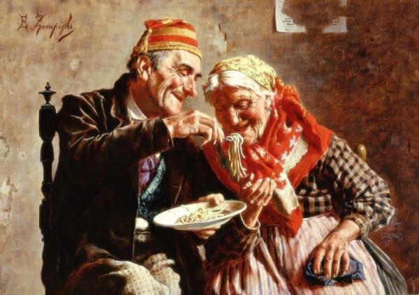 Sharing Their Pleasure by Eugenio Zampighi Oil Painting Reproductions
