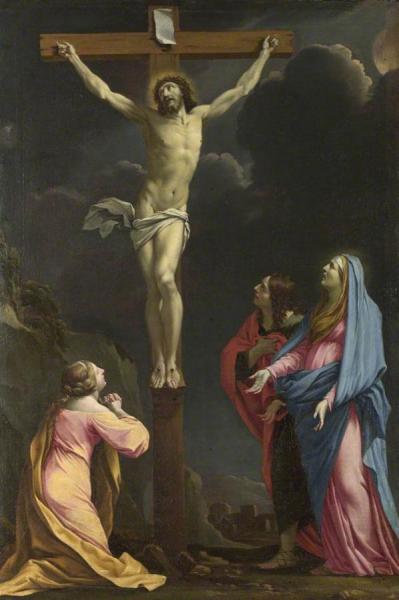 Christ On The Cross With The Magdalen, The Virgin Mary And Saint John The Evangelist by Eustache Le Sueur