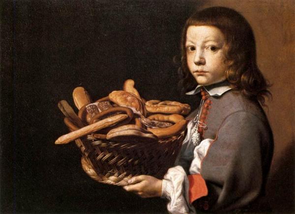 Evaristo Baschenis Boy With A Basket Of Bread