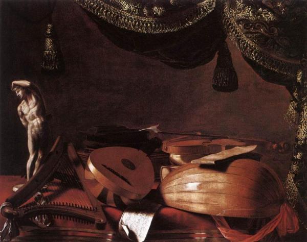 Still-life With Musical Instruments And A Small Classical Statue by Evaristo Baschenis
