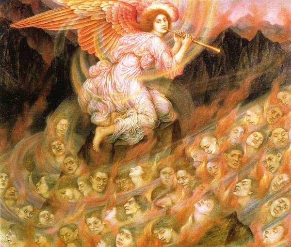 Angel Piping To The Souls In Hell by Evelyn De Morgan