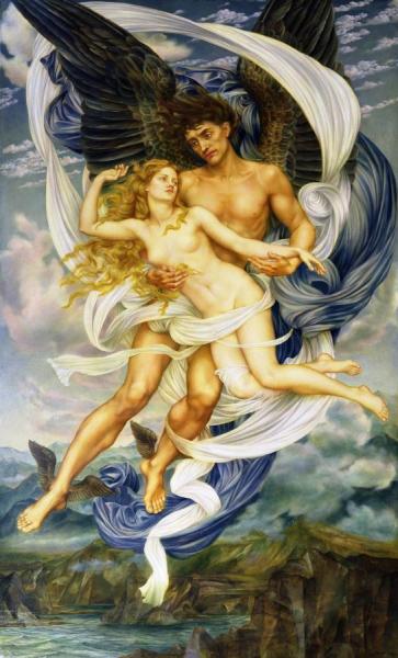 Boreas And Oreithyia by Evelyn De Morgan