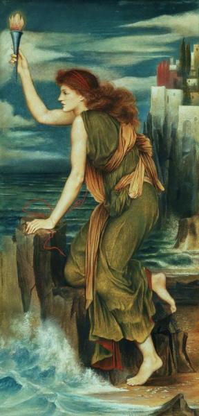 Hero Holding The Beacon For Leander by Evelyn De Morgan