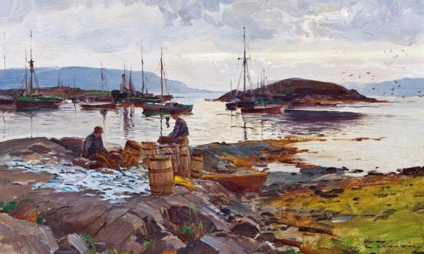 Fishermen In The Coastal Landscape by Even Ulving