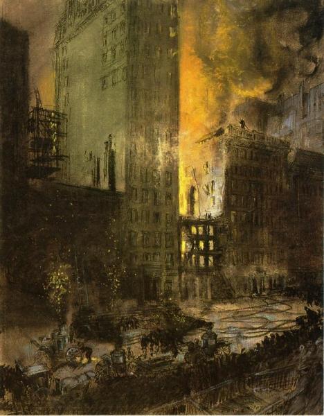Everett Shinn Fire On 24th Street, New York City