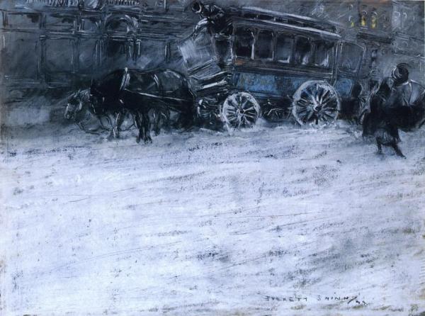 Horsedrawn Bus by Everett Shinn
