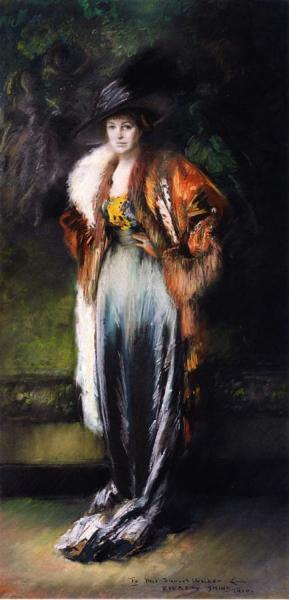 Mrs. A. Stewart Walker In A Fur by Everett Shinn