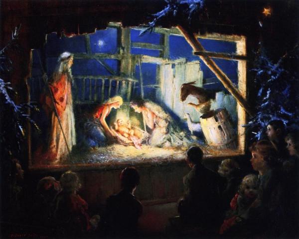 Nativity Scene by Everett Shinn Oil Painting Reproductions