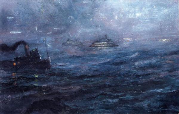 The East River At Night by Everett Shinn