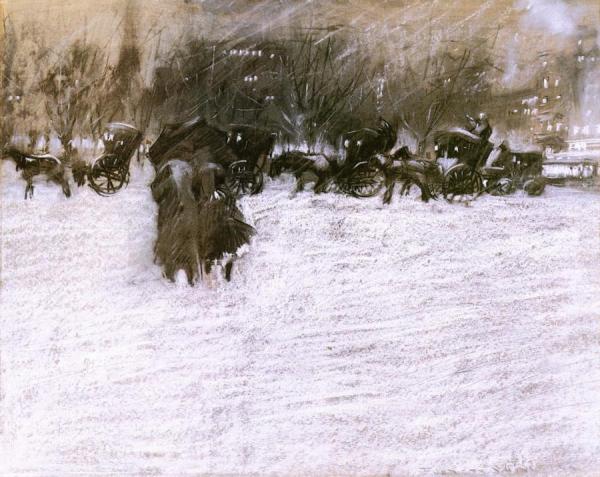The Park In Winter by Everett Shinn