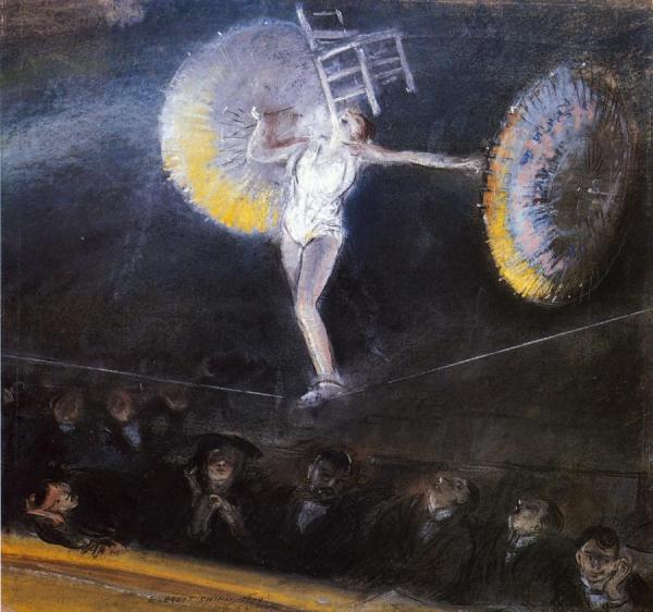 The Tightrope Walker by Everett Shinn