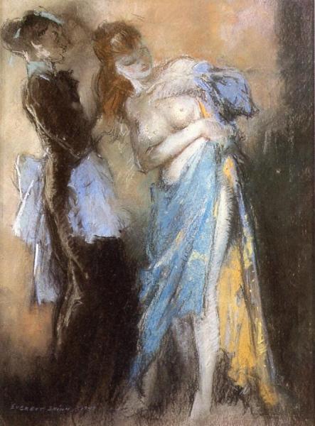 Young Woman And Her Maid by Everett Shinn