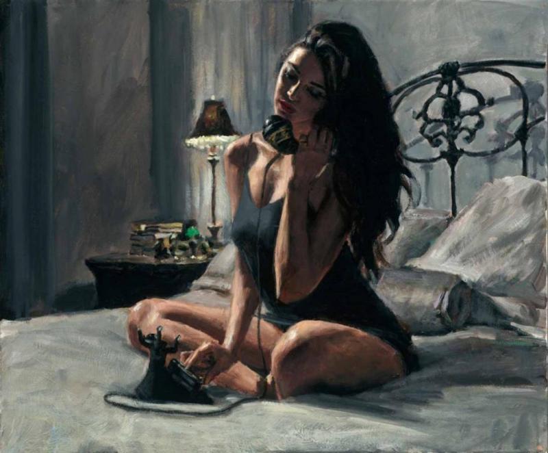 Black Phone Iii by Fabian Perez Oil Painting Reproductions