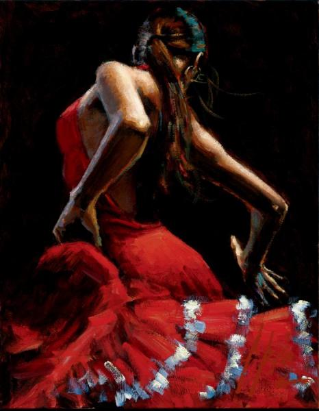 Dancer In Red With White by Fabian Perez Oil Painting Reproductions