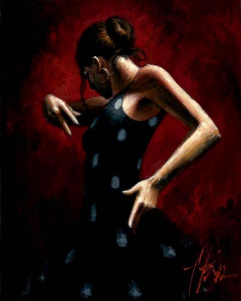 El Baile De Flamenco En Rojo Pokadots by Fabian Perez