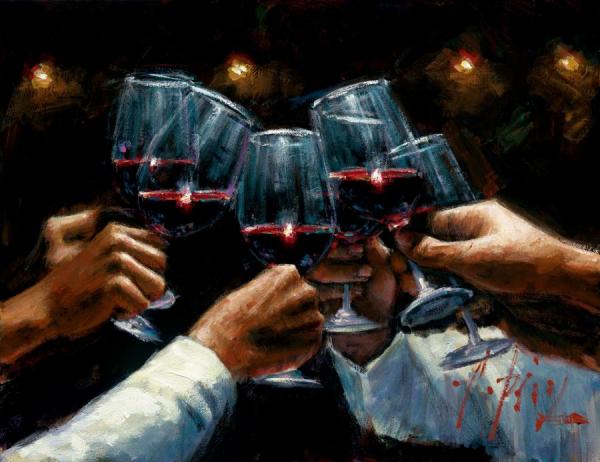 For A Better Life Red Wine With Lights by Fabian Perez Oil Painting Reproductions