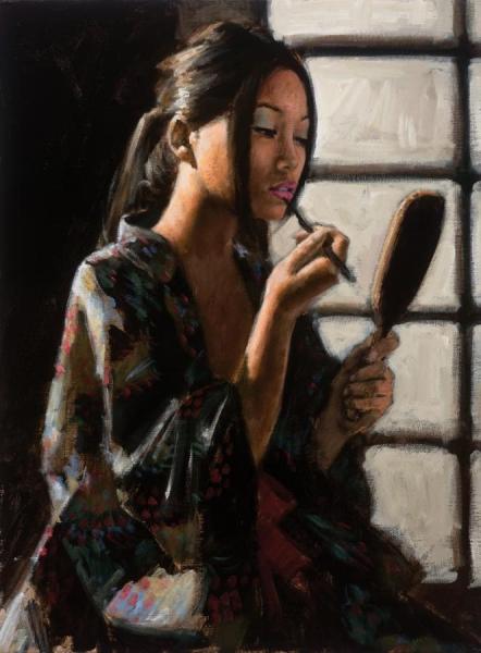Geisha With Mirror by Fabian Perez