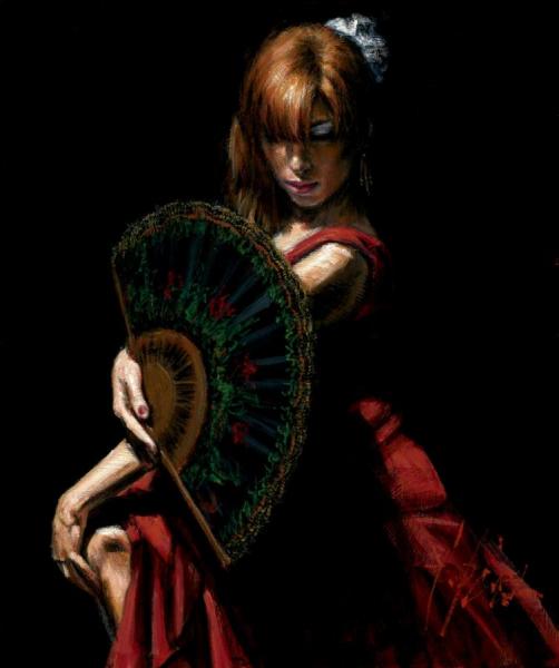 La Colombiana Con Abanico by Fabian Perez Oil Painting Reproductions