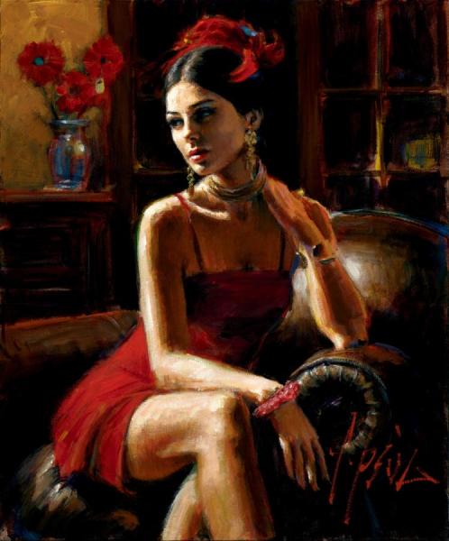 Linda In Red Ii by Fabian Perez