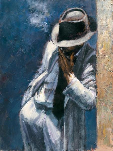Man In White Suit Blue by Fabian Perez