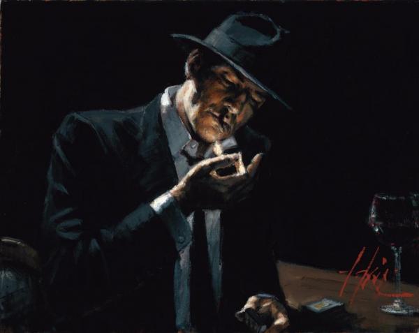 Man Lighting A Cigarette by Fabian Perez