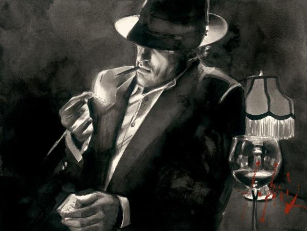 Man Lighting Cigarette by Fabian Perez