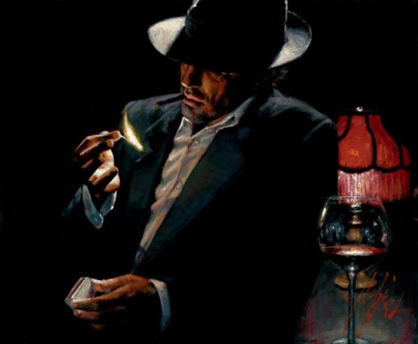 Man Lighting Cigarette Ii by Fabian Perez
