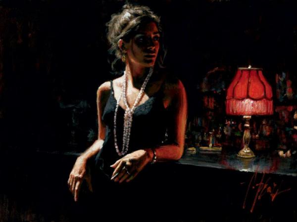 Marina With Red Light by Fabian Perez