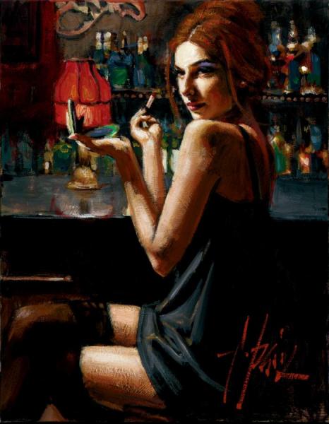Marissa At Bar by Fabian Perez