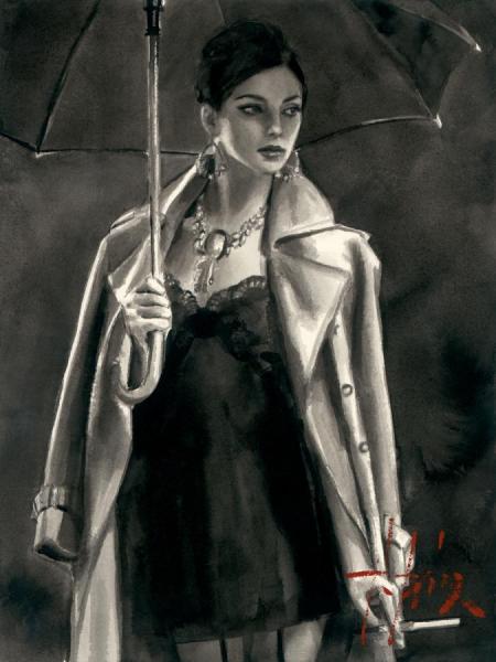 Marissa With Umbrella by Fabian Perez Oil Painting Reproductions