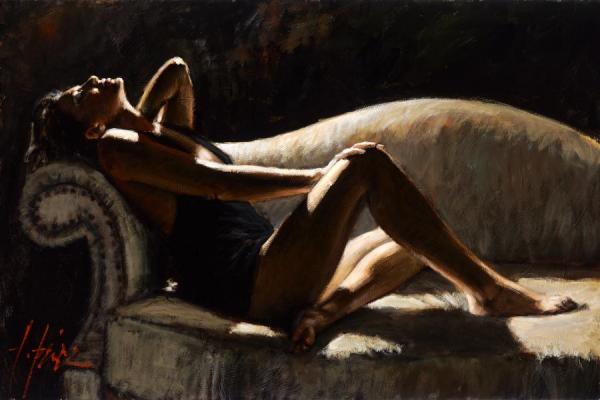Paola On The Couch by Fabian Perez