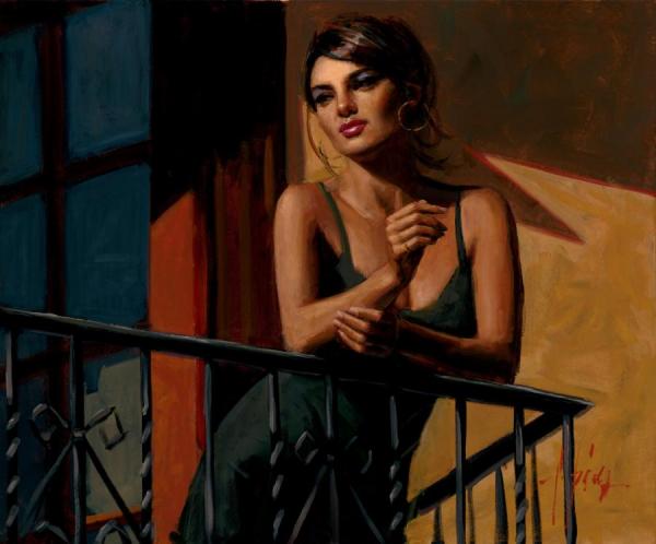 Saba At The Balcony Vii Black Dress by Fabian Perez
