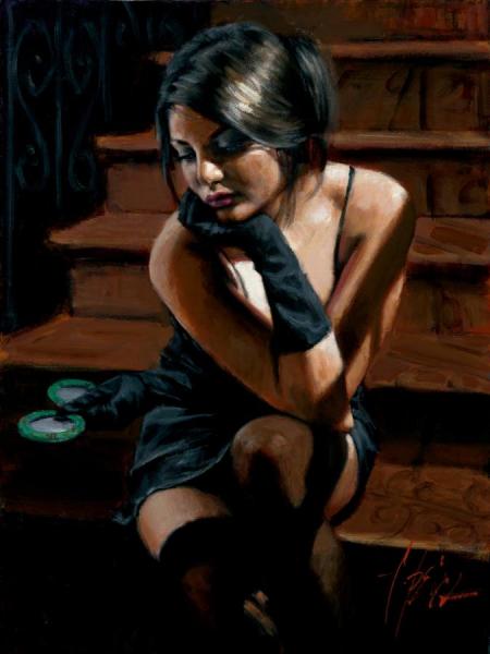Saba On The Stairs I by Fabian Perez Oil Painting Reproductions