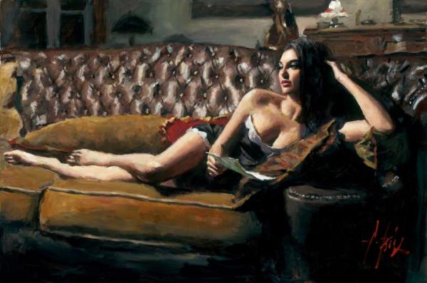 Saba With Letter V by Fabian Perez Oil Painting Reproductions