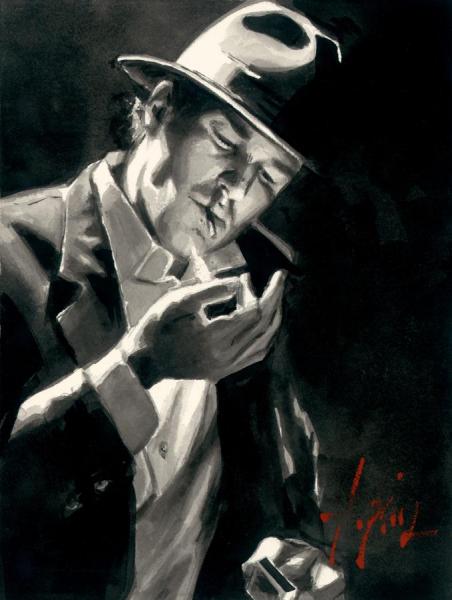 Study For Man Lighting Cigarette by Fabian Perez Oil Painting Reproductions