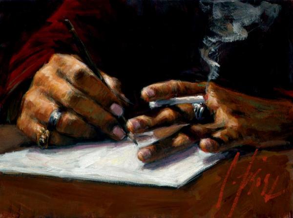 Study Of Artist's Hand Sketching by Fabian Perez