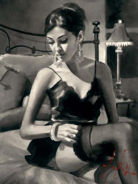 Tess On Bed by Fabian Perez