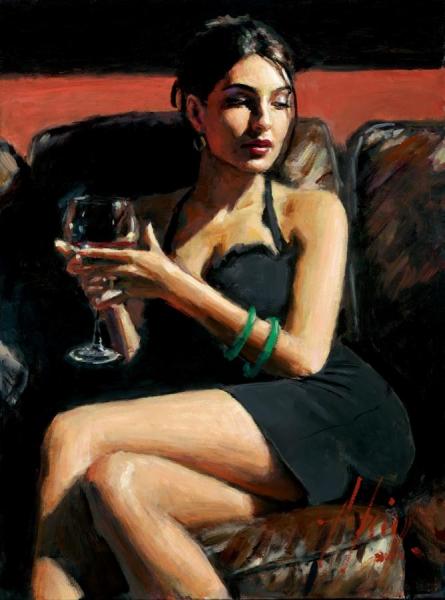 Tess On Leather Couch I by Fabian Perez