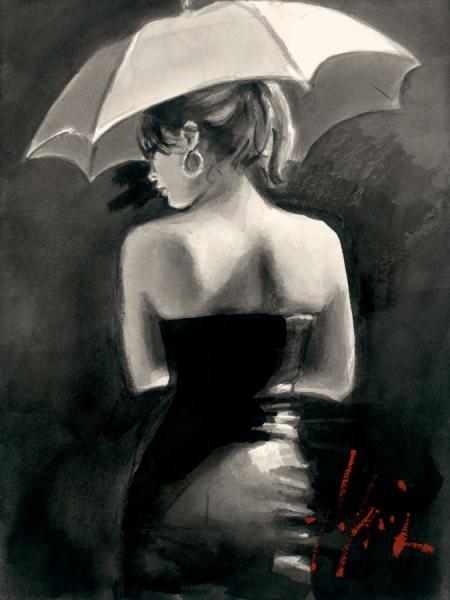 Fabian Perez Women With White Umbrella
