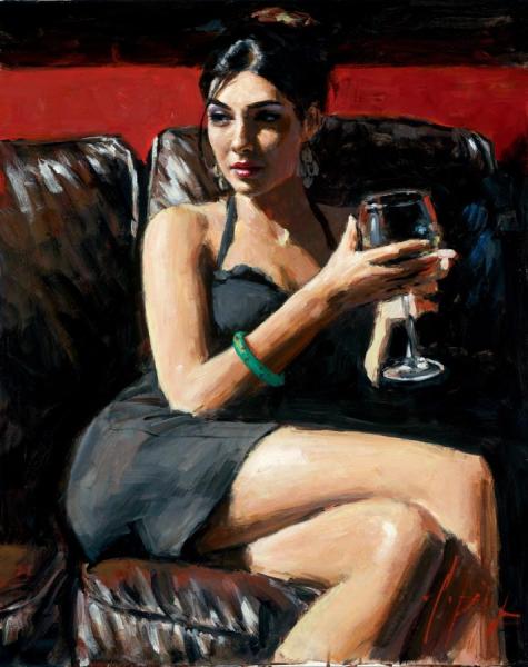 Tess On Leather Couch by Fabian Perez Oil Painting Reproductions
