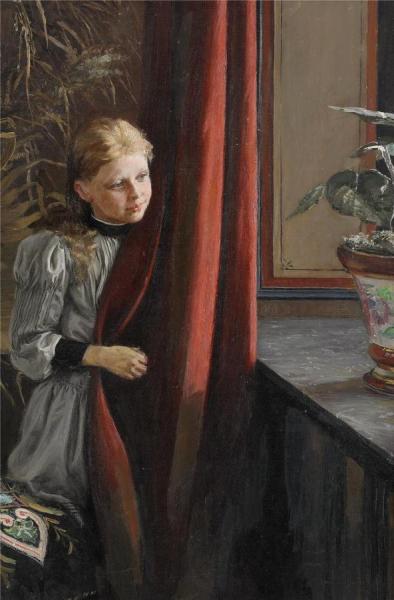 Girl At The Window by Fanny Brate Oil Painting Reproductions