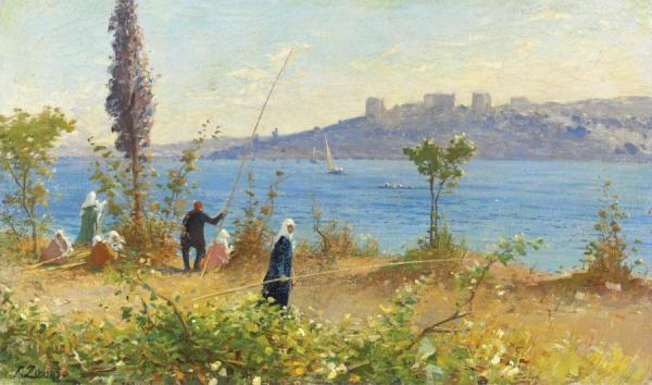 Harem Girls Fishing By The Bosphorus by Fausto Zonaro