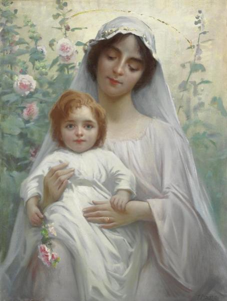 Madonna Col Bambino by Fausto Zonaro Oil Painting Reproductions