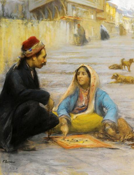 The Fortune Teller by Fausto Zonaro Oil Painting Reproductions