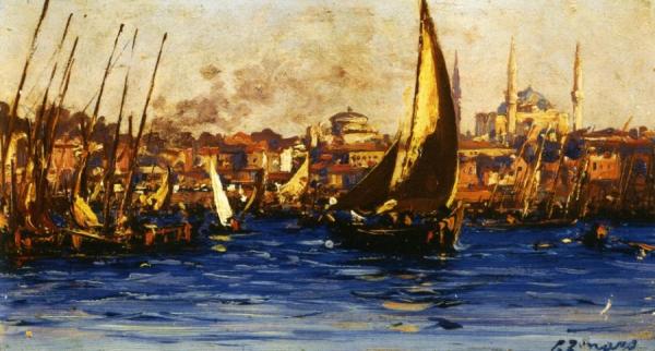 The Port Of Istambul by Fausto Zonaro