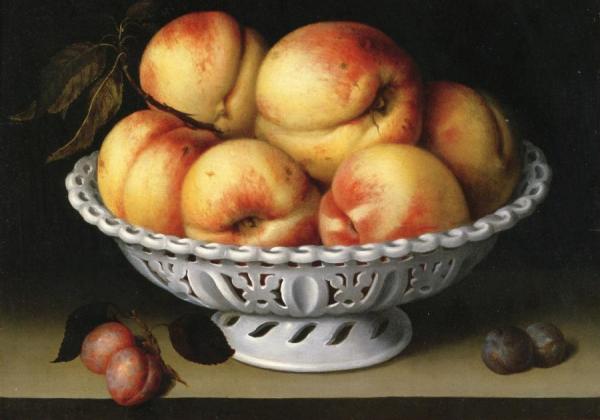 Still Life With Peaches In A White Porcelain Basket by Fede Galizia Oil Painting Reproductions