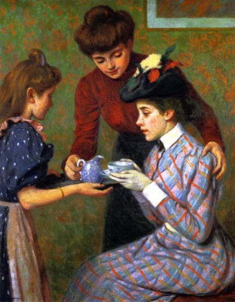 A Cup Of Tea by Federico Zandomeneghi Oil Painting Reproductions