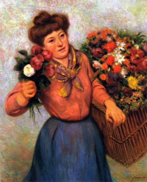 Flower Seller In Montmartre by Federico Zandomeneghi